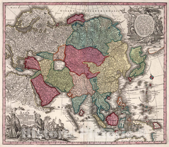 Historic Map : Asia Cum Omnibus Imperiis, Provinciis, Statibus et Insulis, 1730 Atlas - Vintage Wall Art