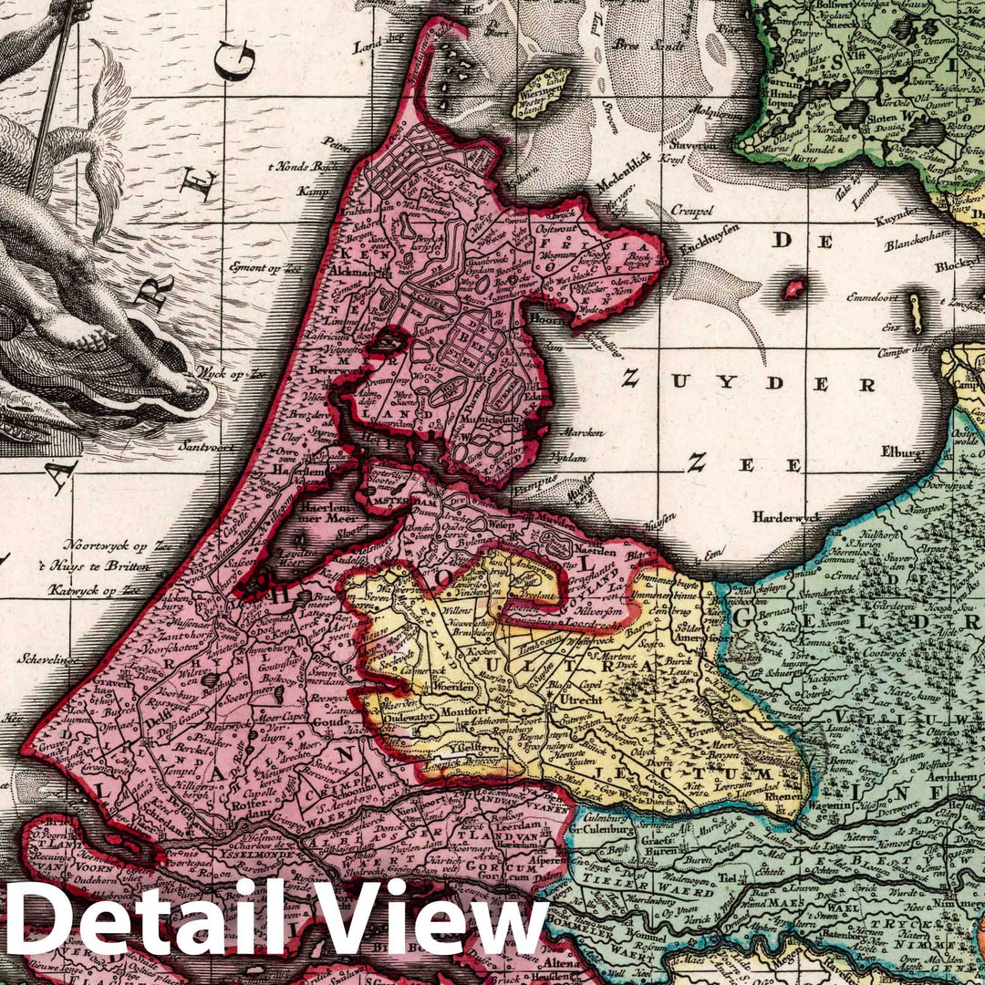 Historic Wall Map : Netherlands, 9. Belgium Foederatum, 1727 Atlas , Vintage Wall Art