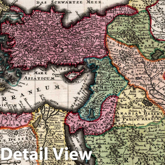 Historic Map : Magni Turcarum Dominatoris Imperium per Europam, Asiam, et Africam, 1727 Atlas - Vintage Wall Art