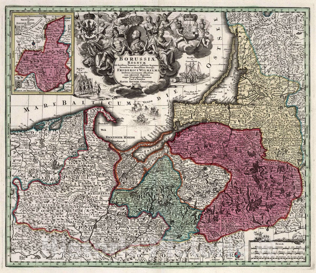 Historic Map : Poland, 20. Borussia Regnus, 1727 Atlas , Vintage Wall Art