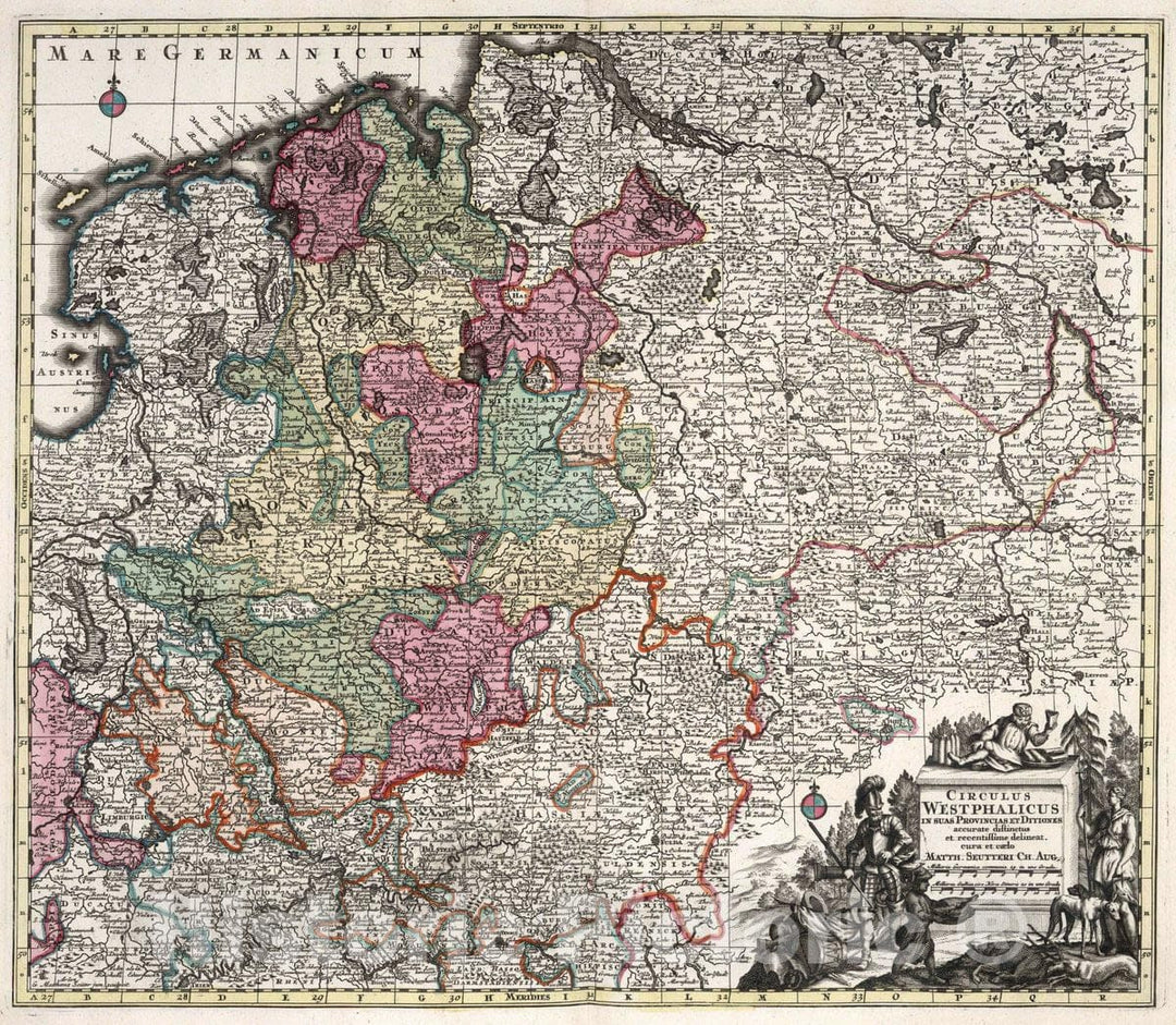 Historic Map : Westfalia , Germany 27. Circulus Westphalicus, 1729 Atlas , Vintage Wall Art