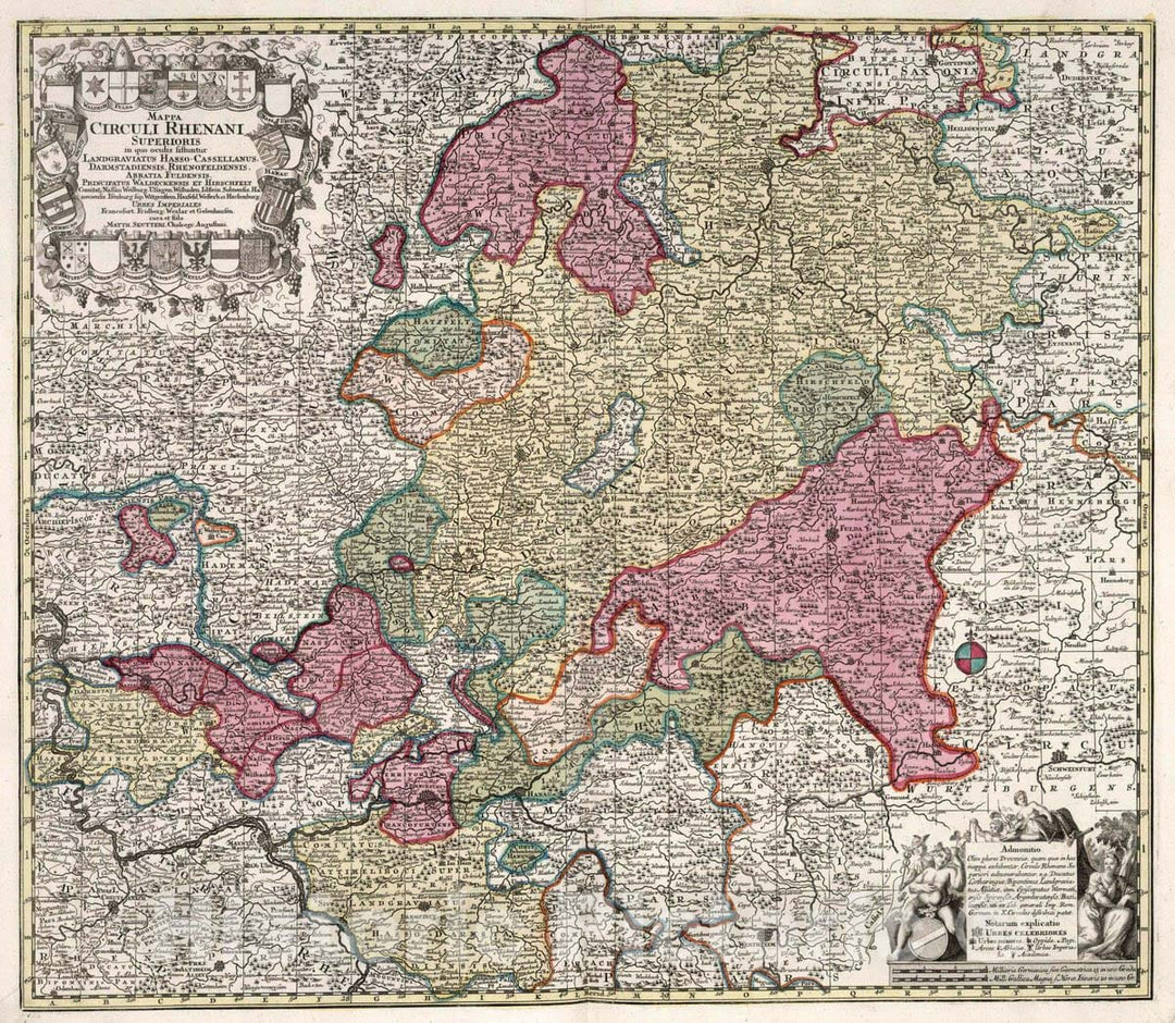 Historic Map : Germany, Mappa Circuli Rhenani Superiorus, 1730 Atlas , Vintage Wall Art