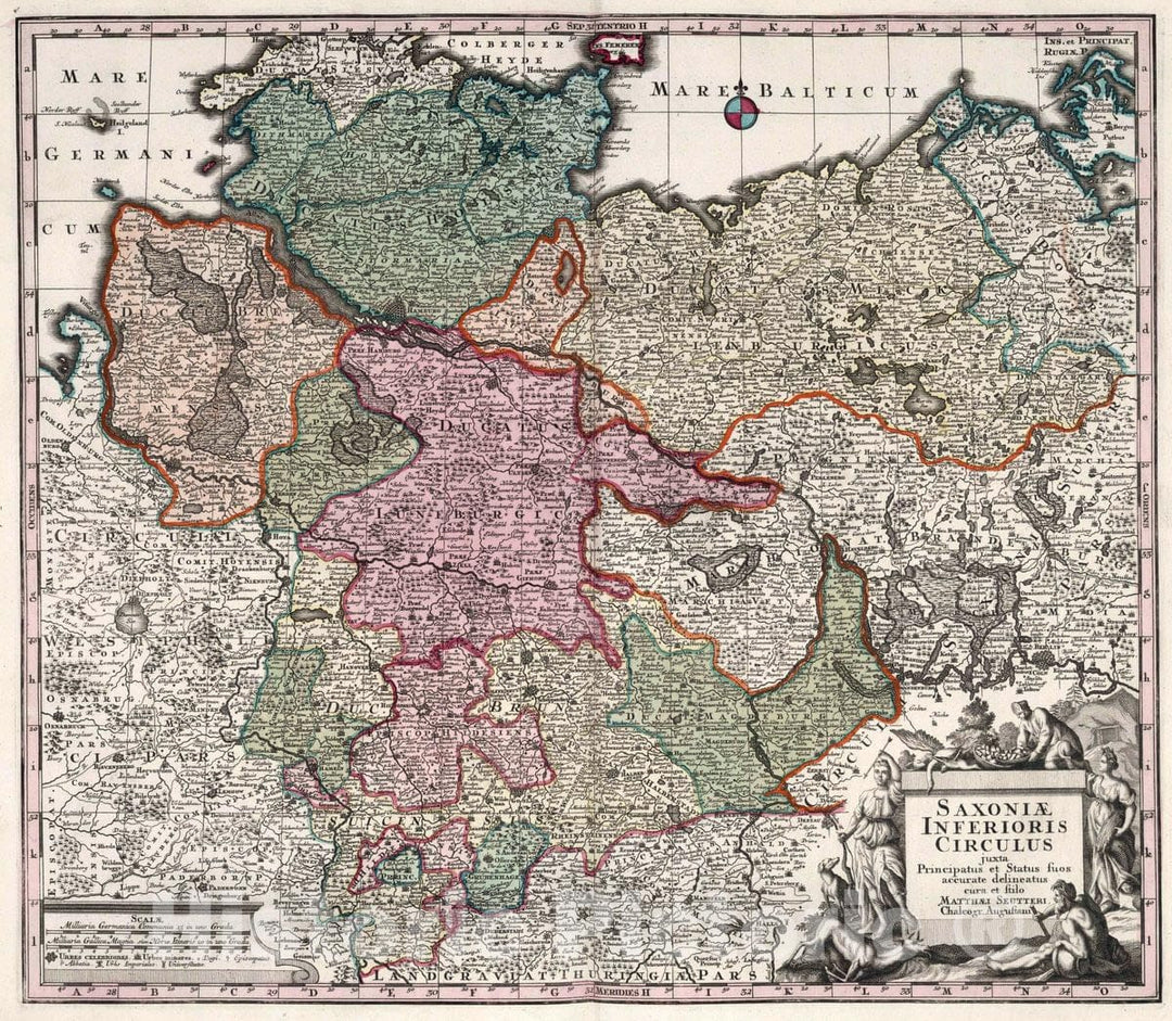 Historic Map : Germany, Saxoniae Inferioris Circulus, 1730 Atlas , Vintage Wall Art