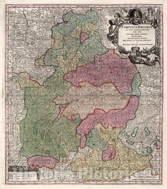 Historic Map : Bavaria , Germany 35. Circulus Bavariae, 1729 Atlas , Vintage Wall Art