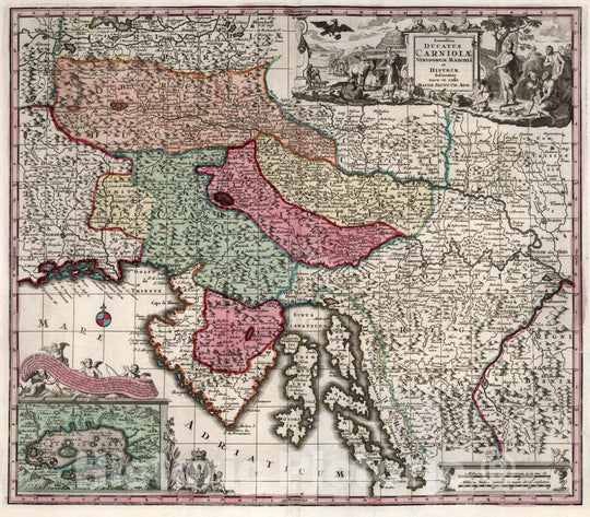 Historic Map : Carniola (Slovenia, Croatia) 41. Ducatus Carniolae, 1729 Atlas , Vintage Wall Art