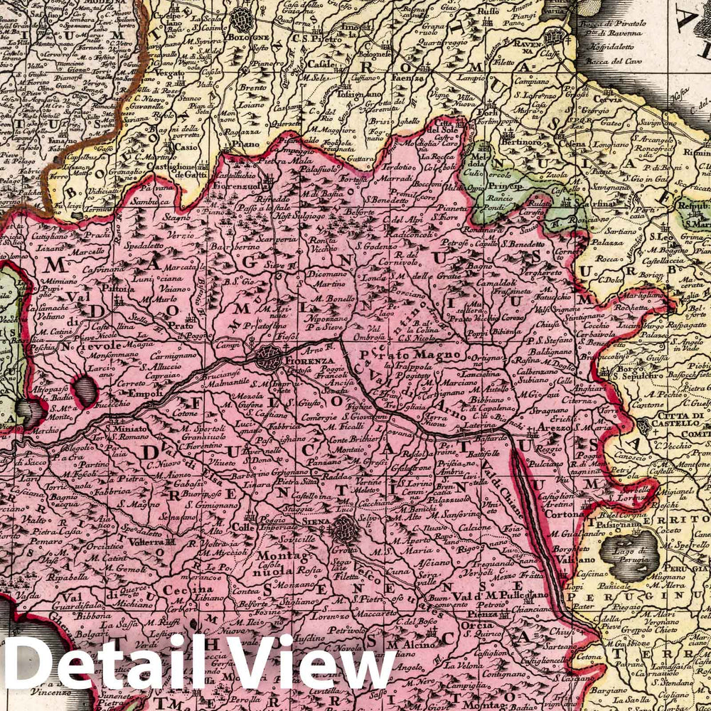 Historic Map : Tuscany (Italy) 47. Novassima et accuratissima Delineation Status Ecclesiae et Magni Ducatus Hetruriae, 1729 Atlas , Vintage Wall Art