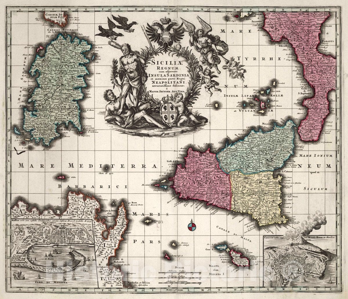 Historic Map : Sardinia (Italy) Sicilia Regnum Cum adjacente Insula Sardinia, 1729 Atlas , Vintage Wall Art