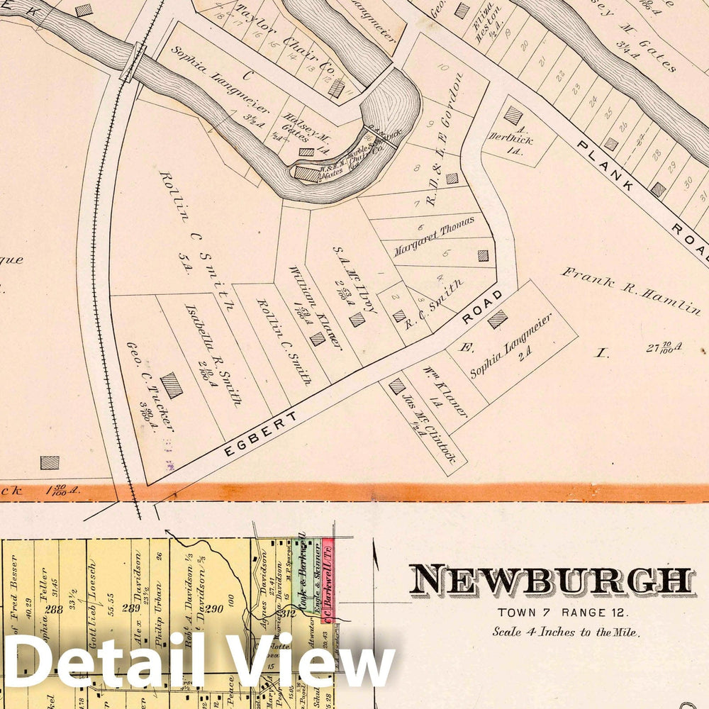 Historic Map : South Part of Bedford. Newburgh, 1892 Atlas - Vintage Wall Art