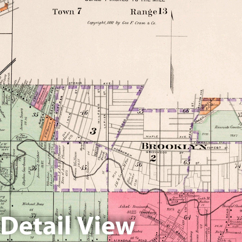 Historic Map : Brooklyn, 1892 Atlas - Vintage Wall Art