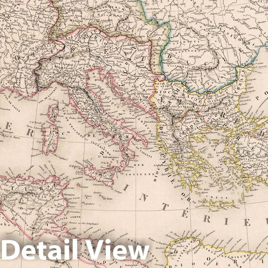 Historic Map : Mediterranean, Europe Carte de l'Empire Romain Depuis Constantin, 1850 Atlas , Vintage Wall Art