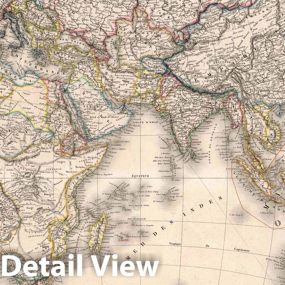 Historic Wall Map : Mappe Monde Hemispheres (Eastern Hemisphere), 1851 Atlas - Vintage Wall Art