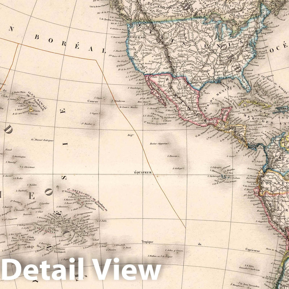 Historic Map : Mappe Monde Hemispheres (Western Hemisphere), 1851 Atlas - Vintage Wall Art