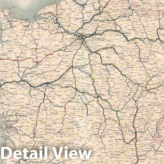 Historic Map : Carte des Travaux Publics en France des Chemins de Fer des Voies Navigables, 1853 Atlas - Vintage Wall Art