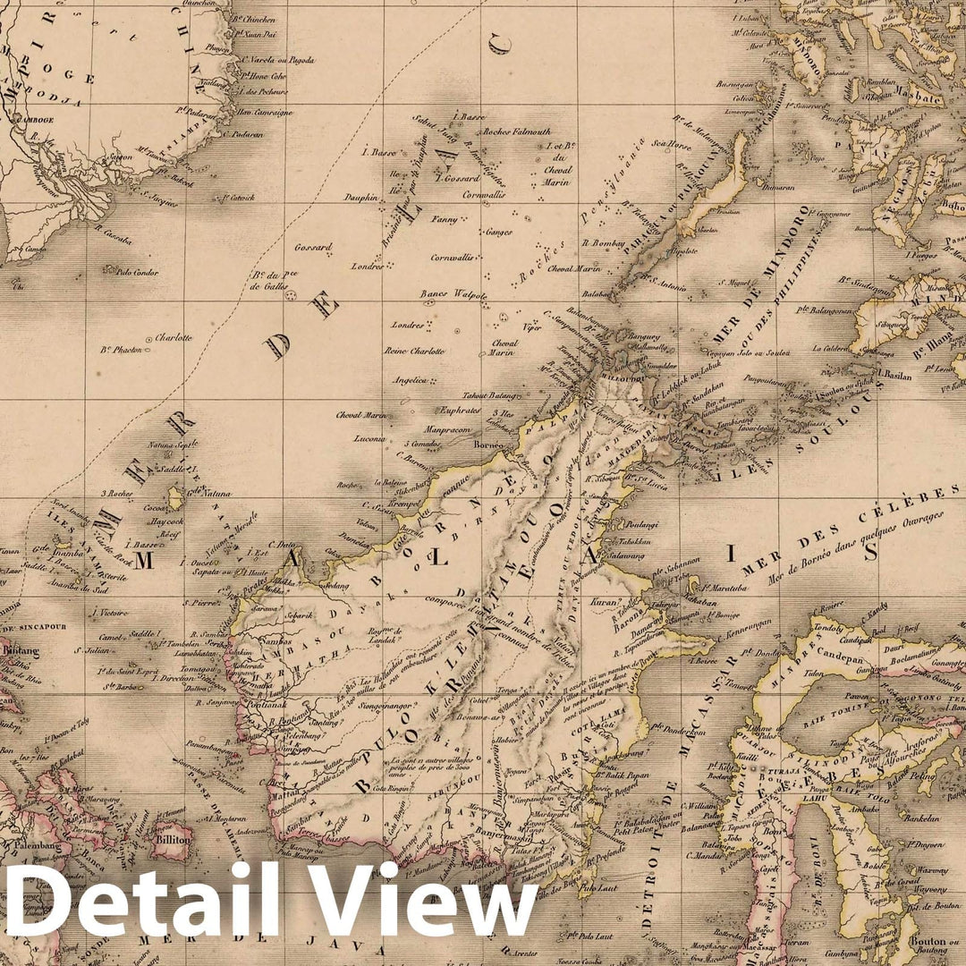 Historic Map : Indonesia, , East Indies Carte du Grand Archipel D'Asie, 1826 Atlas , Vintage Wall Art