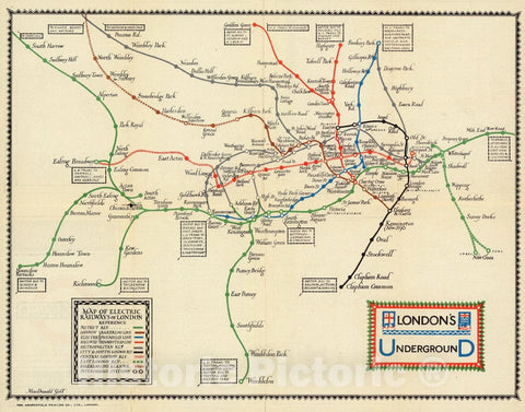 Historic Map : London's Underground, 1922 Pictorial Map - Vintage Wall Art
