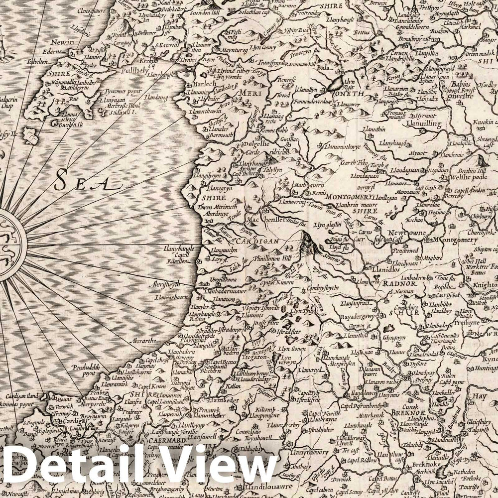 Historic Map : Wales, 1676 Atlas - Vintage Wall Art