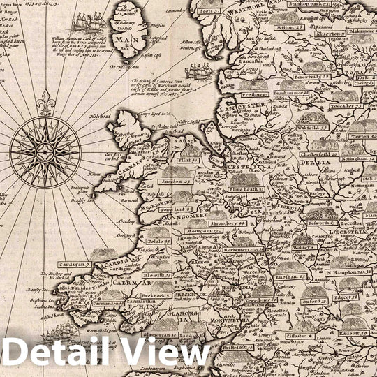 Historic Map : The Invasions of England and Ireland with al Their Civill Wars Since The Conquest, 1676 Atlas - Vintage Wall Art