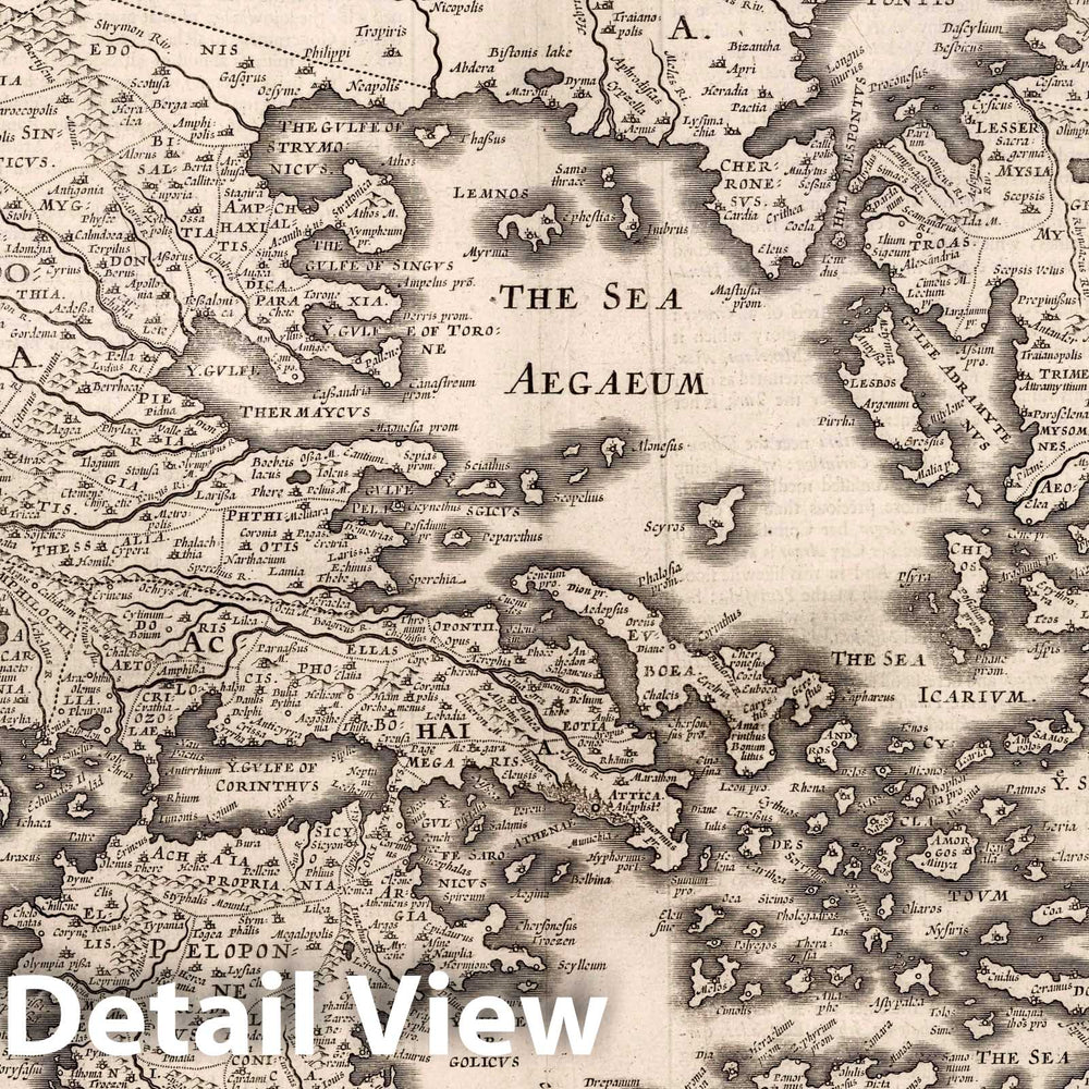 Historic Map : Greece, 1676 Atlas - Vintage Wall Art