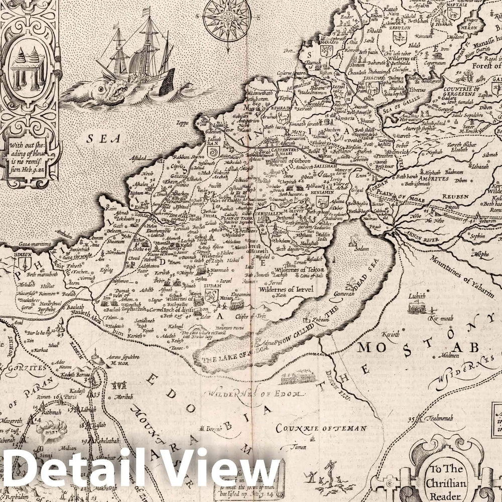 Historic Map : (Canaan) (Inset) Jerusalem, 1651 Atlas - Vintage Wall Art