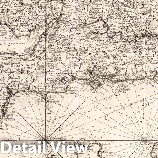 Historic Map : England, English Channel Carte Reduite des Isles Britanniques, 1757 Chart , Vintage Wall Art