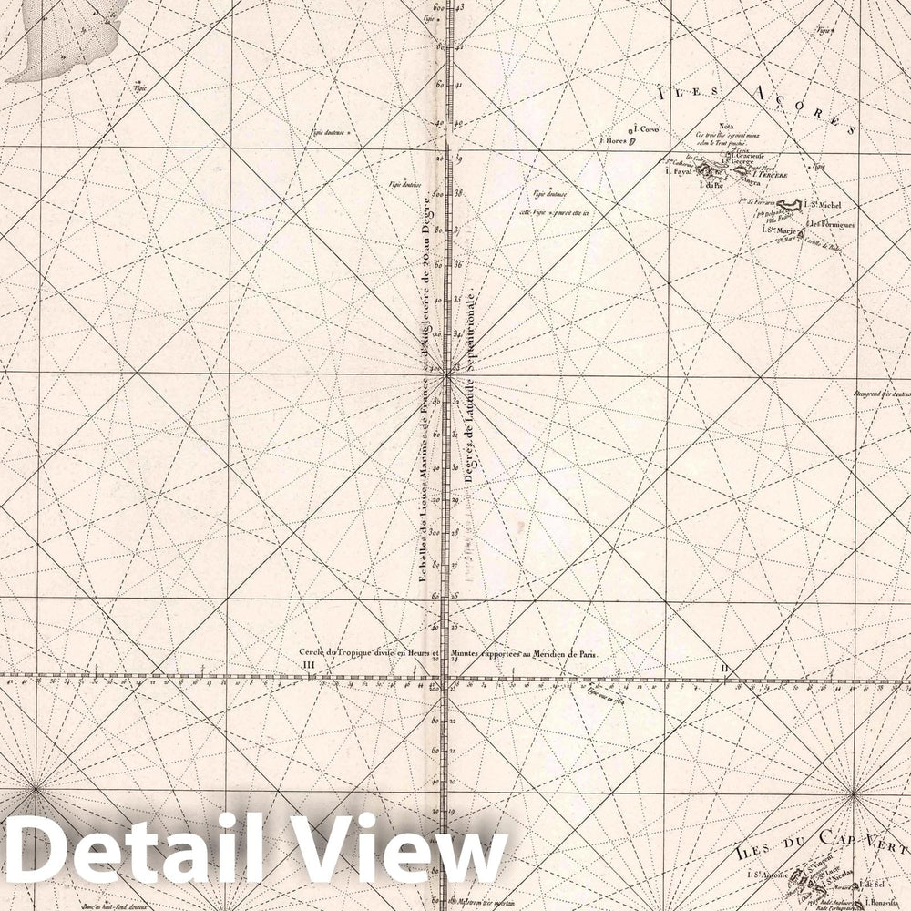 Historic Map : Carte Reduite d'une Partie de l'Ocean Atlantique ou Occidental, 1775 Chart - Vintage Wall Art