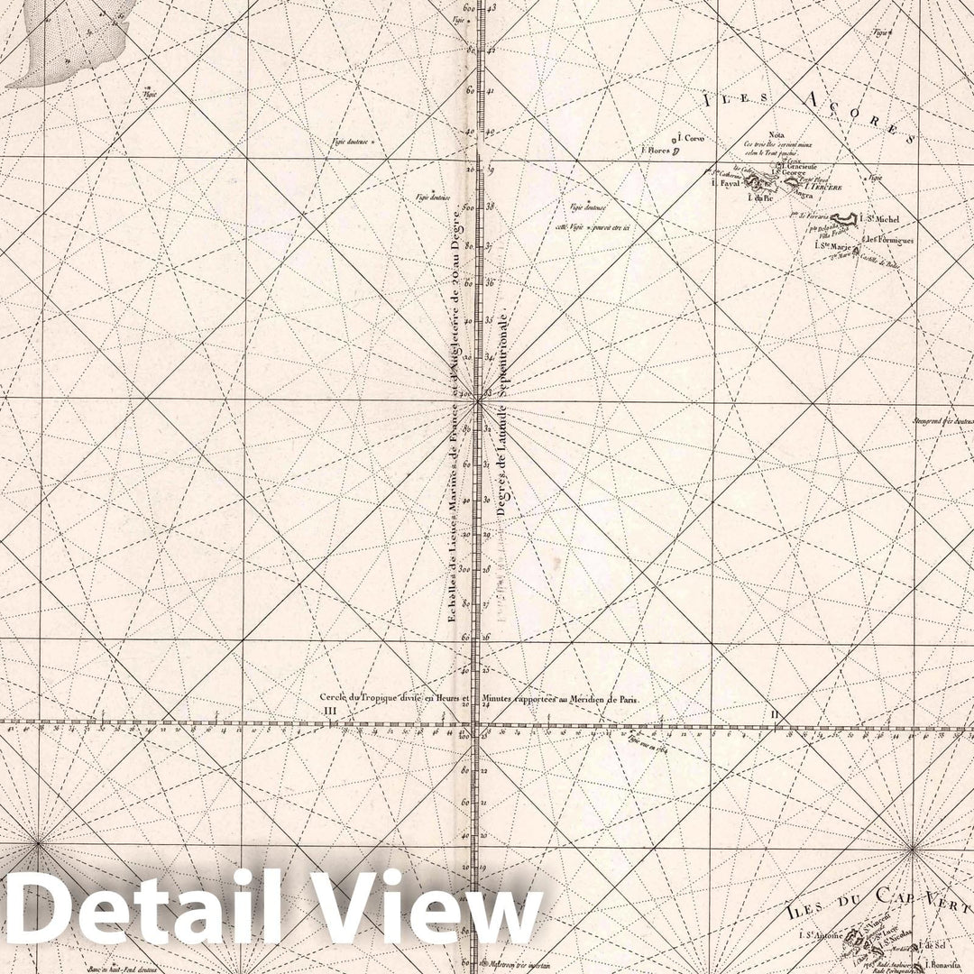 Historic Map : Carte Reduite d'une Partie de l'Ocean Atlantique ou Occidental, 1775 Chart - Vintage Wall Art