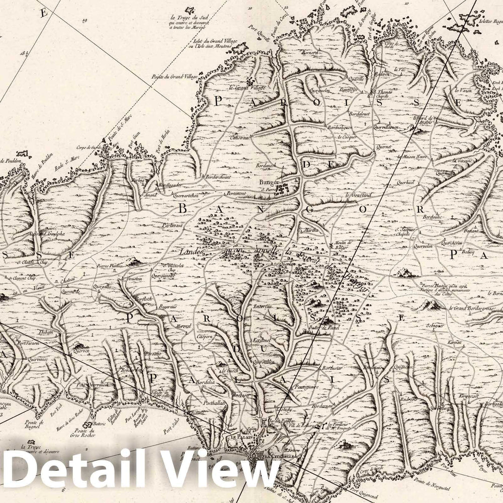 Historic Map : Belle-Isle , France Carte de l'Isle de Belle-Isle, 1761 Chart , Vintage Wall Art