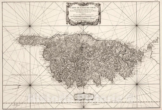 Historic Map : Corsica , France Carte de Isle de Corse, 1768 Chart , Vintage Wall Art