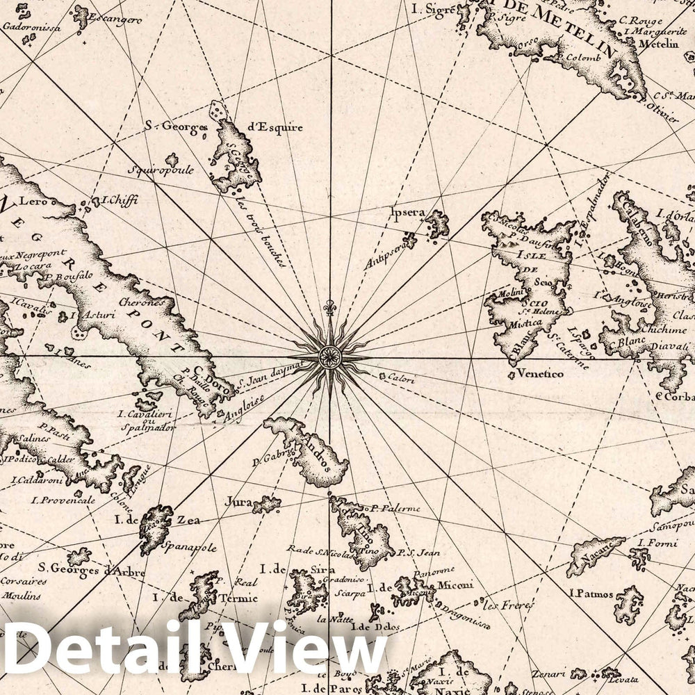 Historic Map : Aegean Sea, Carte Reduite de l'Archipel, 1738 Chart , Vintage Wall Art