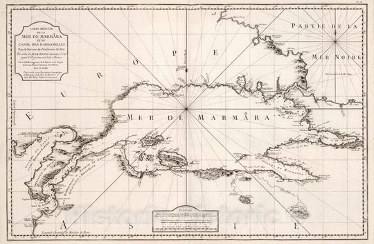 Historic Map : Sea of Marmara (Turkey) Carte Reduite de la Mer de Marmara et du Canal des Dardanelles, 1772 Chart , Vintage Wall Art