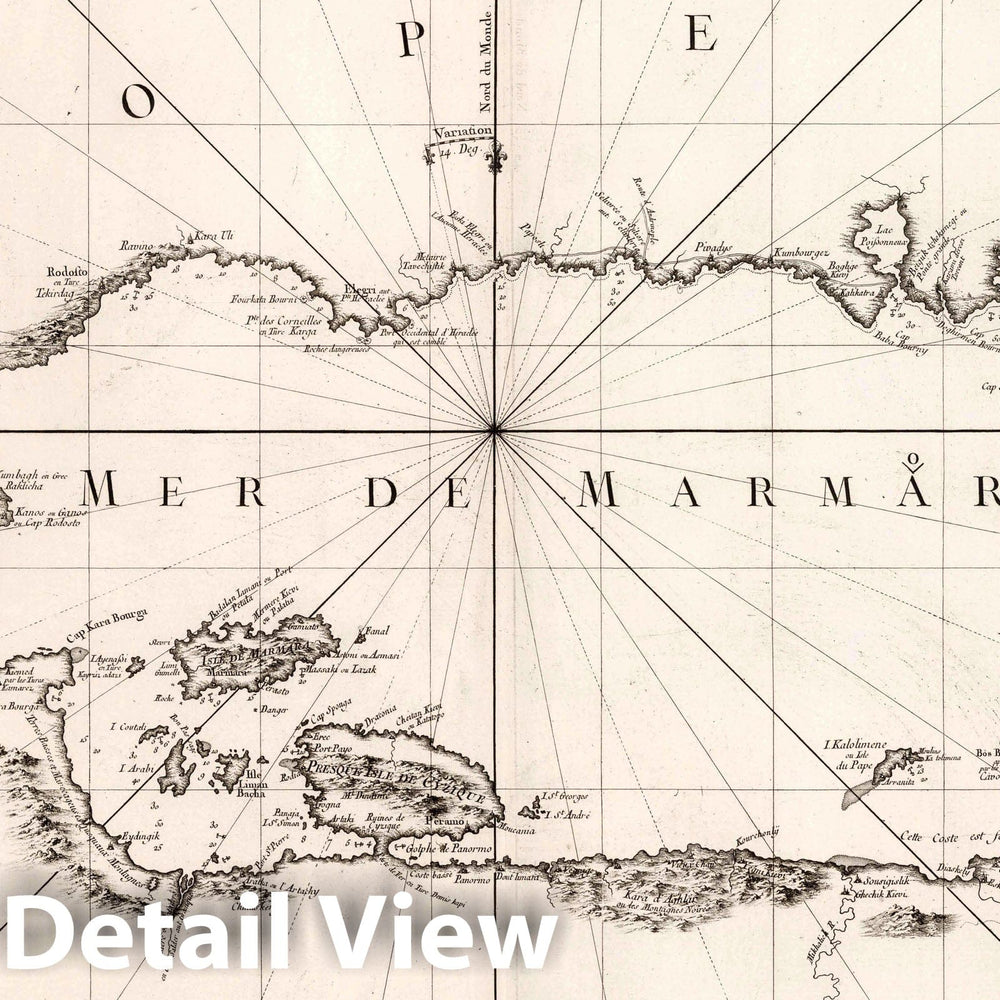 Historic Map : Sea of Marmara (Turkey) Carte Reduite de la Mer de Marmara et du Canal des Dardanelles, 1772 Chart , Vintage Wall Art