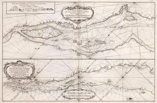 Historic Map : St. Lawrence River (Canada) Carte du Cours du Fleuve de Saint Laurent, 1761 Chart , Vintage Wall Art