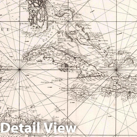 Historic Map : Caribbean, Central America Carte Reduite du Golphe du Mexique et des Isles de l'Amerique, 1765 Chart , Vintage Wall Art