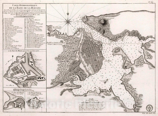 Historic Map : Havana (Cuba), Carte Hydrographique de la Baye de la Havane, 1762 Chart , Vintage Wall Art