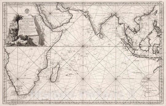 Historic Map : 1757 Chart Atlas - Carte Renuite de l'OCean Oriental ou Mer de Indes. - Vintage Wall Art