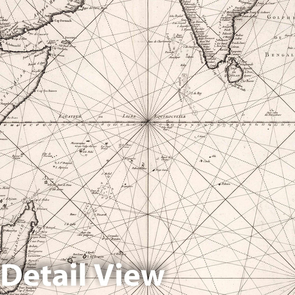 Historic Map : 1757 Chart Atlas - Carte Renuite de l'OCean Oriental ou Mer de Indes. - Vintage Wall Art