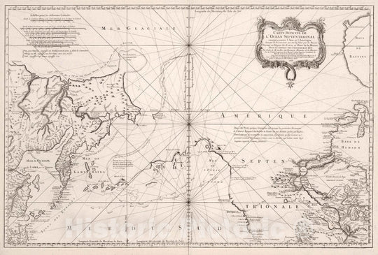 Historic Map : Russia, North Pacific, America Carte Reduite de l'Ocean Septentrionale, 1766 Chart , Vintage Wall Art