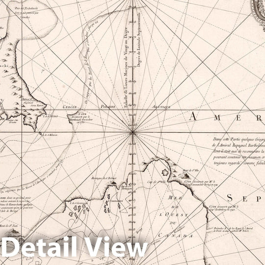 Historic Map : Russia, North Pacific, America Carte Reduite de l'Ocean Septentrionale, 1766 Chart , Vintage Wall Art