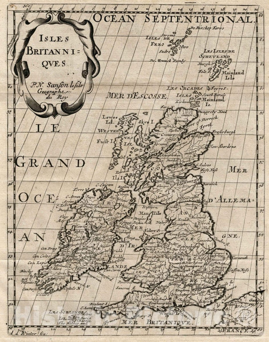 Historic Map : England, British Isles Isles Britanniques, 1734 Atlas , Vintage Wall Art