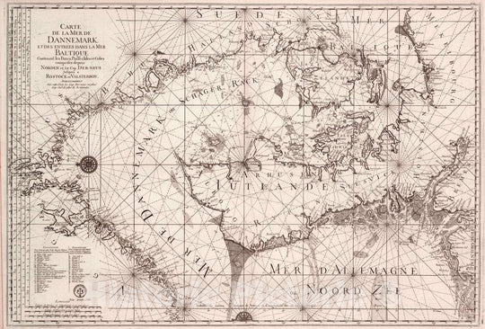 Historic Map : Denmark, Denmark Sea Carte de la Mer de Dannemark et des Entrees Dans la Mer Baltique, 1773 Chart , Vintage Wall Art