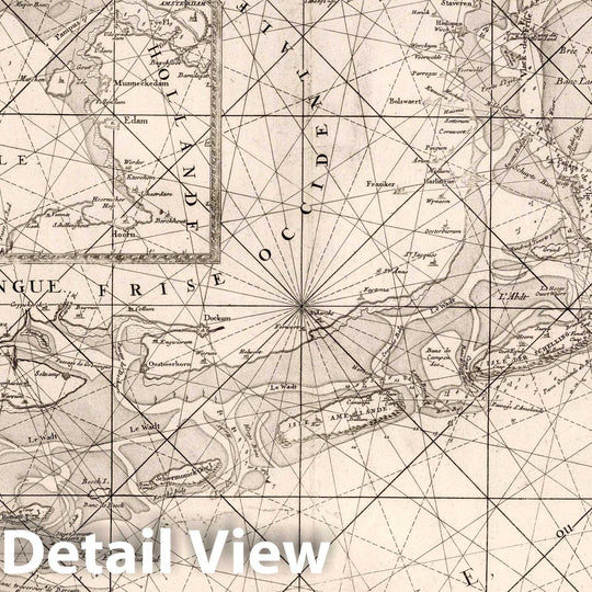 Historic Map : Netherlands, Zuiderzee Carte des Entrees du Suyder Zee et de L'Embs La Hollande et la Frise Orientale, 1773 Chart , Vintage Wall Art