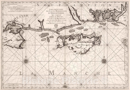 Historic Map : Isle of Wight (England) Carte Particuliere des Costes Meridionales D'Angleterre Qui comprend L'Isle de Wight, 1773 Chart , Vintage Wall Art