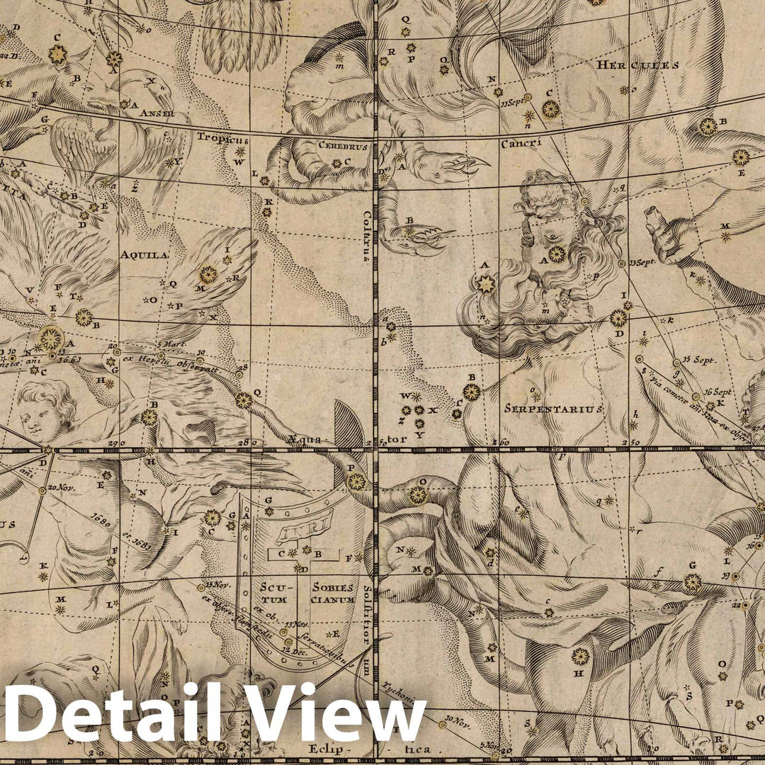 Historic Map : Globi Coelestis in Tabulas Planas Redacti Pars V, 1730 Celestial Atlas - Vintage Wall Art