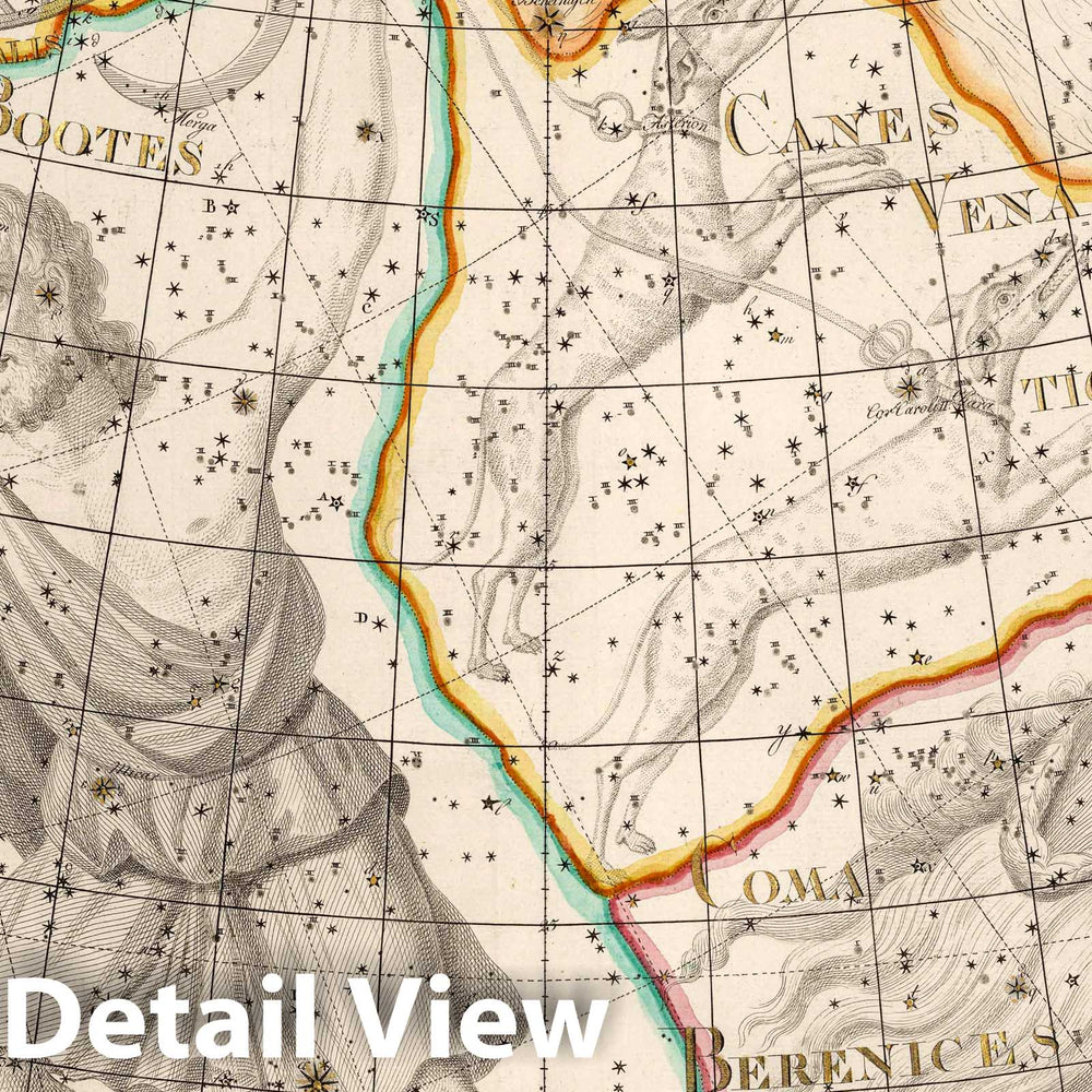 Historic Map : VII. Bootes et Mons Maenalus. Coelum Stellatum, 1801 Celestial Atlas - Vintage Wall Art