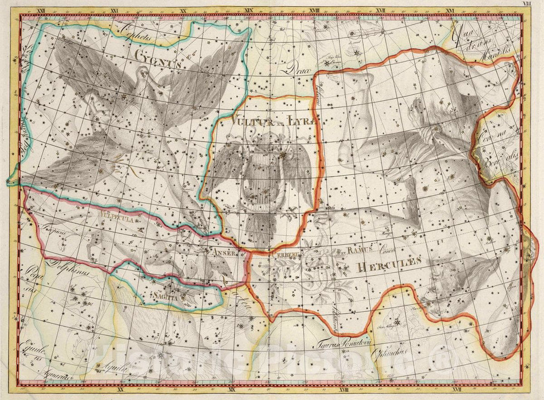 Historic Map : VIII. Hercules. Coelum Stellatum, 1801 Celestial Atlas - Vintage Wall Art