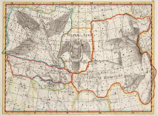 Historic Map : VIII. Hercules. Coelum Stellatum, 1801 Celestial Atlas - Vintage Wall Art