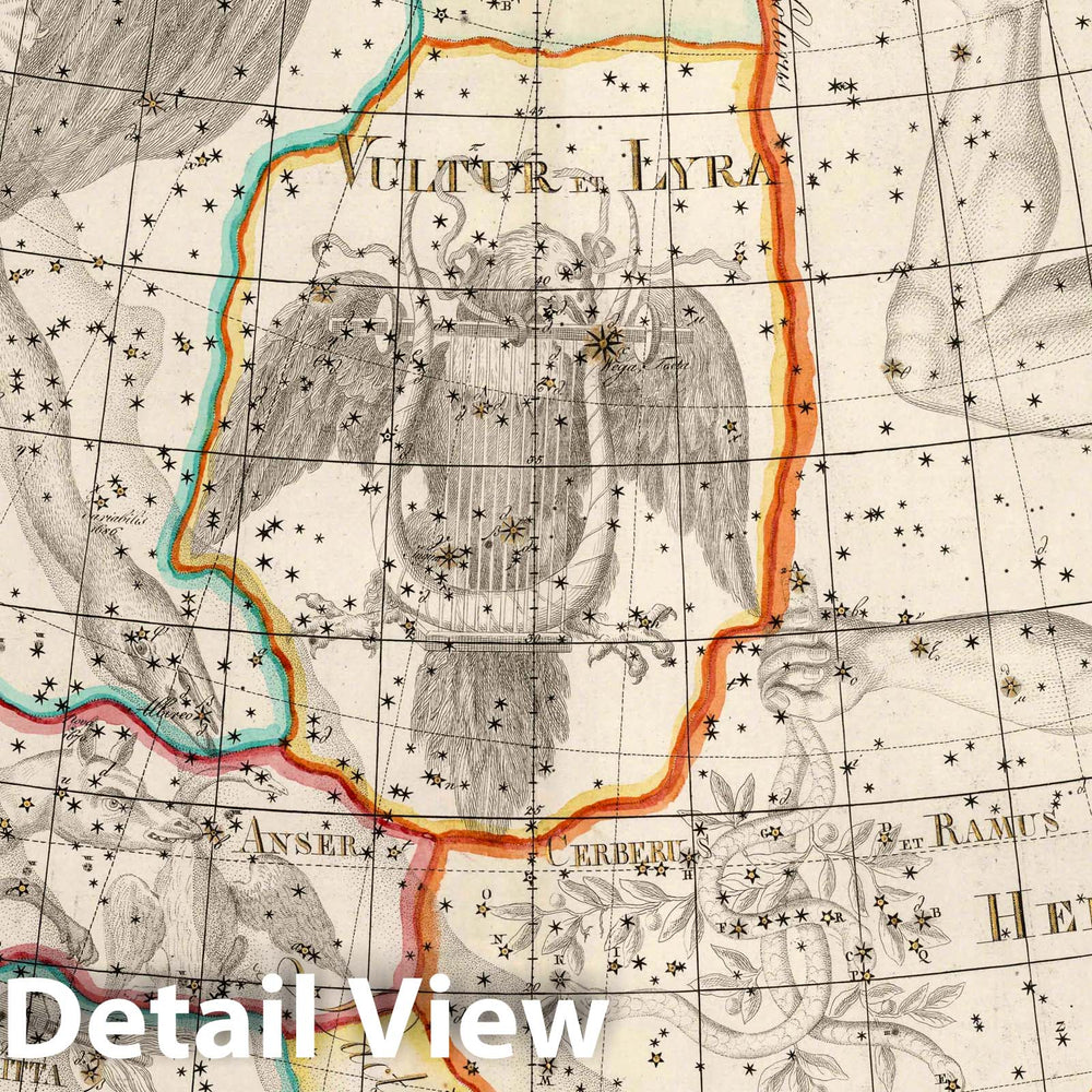 Historic Map : VIII. Hercules. Coelum Stellatum, 1801 Celestial Atlas - Vintage Wall Art