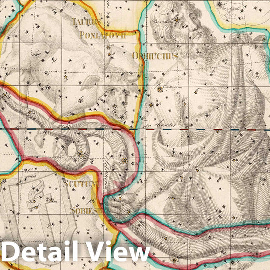 Historic Map : IX. Ophiuchus seu Serpentarius. Coelum Stellatum, 1801 Celestial Atlas - Vintage Wall Art