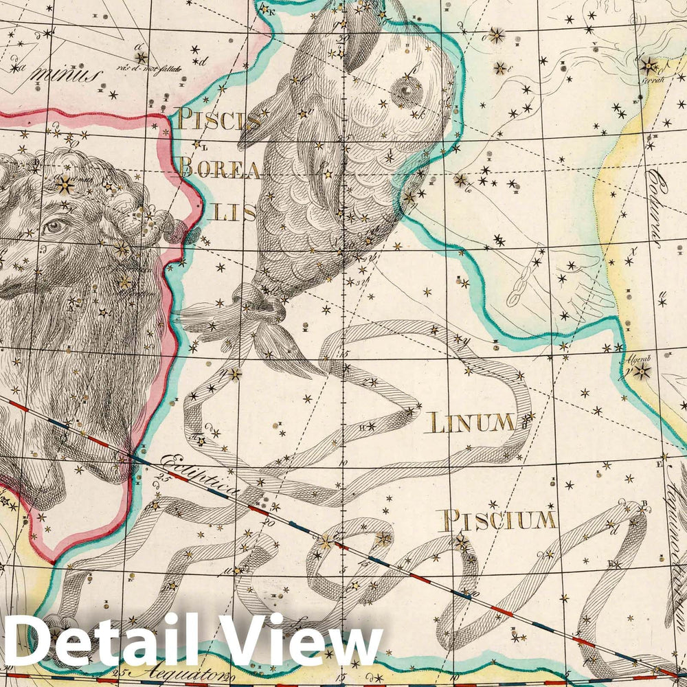 Historic Map : XI. Pisces. Coelum Stellatum, 1801 Celestial Atlas - Vintage Wall Art