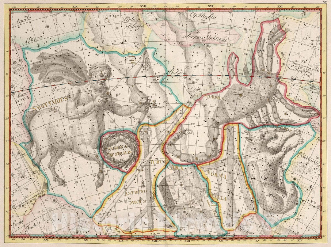 Historic Map : XV. Scorpius. Coelum Stellatum, 1801 Celestial Atlas - Vintage Wall Art